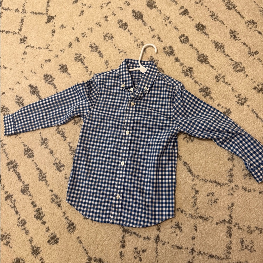 Vineyard Vines Navy and White Checkered Kids Shirt